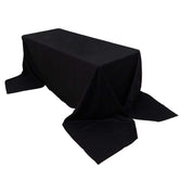 100% Cotton 90"x156" Rectangle Tablecloth Black Linen - Seamless, Soft & Breathable Table Cover