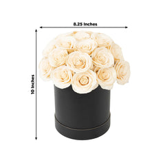 Ivory Prearranged Rose Centerpiece Arrangement, 27pcs Roses with Black Round Gift Box