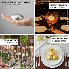 12 Pack 3" Blush Floating Candles, Unscented Dripless Wax Discs for Centerpieces