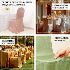 Crinkle Crushed Taffeta Chair Cover for Banquet Chairs Sage Green - Reusable Slipcover