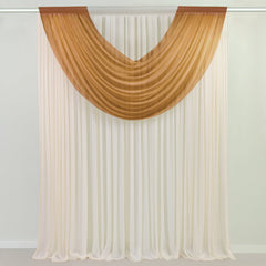 Gold Sheer Chiffon Valance Curtain 4ft x 5ft – Wedding Arch Drape with Rod Pocket, Voile Backdrop Panel