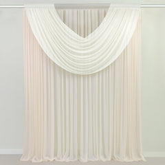 Ivory Sheer Chiffon Valance Curtain 4ft x 5ft – Wedding Arch Drape with Rod Pocket, Voile Backdrop Panel