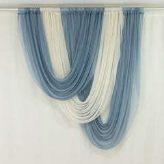 Dusty Blue Sheer Chiffon Valance Curtain 4ft x 6ft – Wedding Arch Drape with Rod Pocket, Voile Backdrop Panel