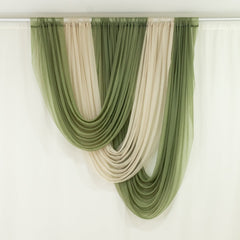Dusty Sage Green Sheer Chiffon Valance Curtain 4ft x 6ft – Wedding Arch Drape with Rod Pocket, Voile Backdrop Panel