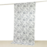 French Toile Polyester Backdrop Curtain – Black Floral 5ft x 10ft Rod Pocket Drape Panel