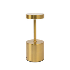 Gold Metal LED Table Lamp – 8" Cordless USB Rechargeable, Dimmable Touch-Control Night Light, Modern Minimalist Design