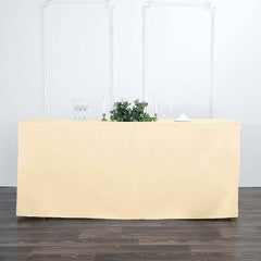 Fitted Polyester 72"x30" Rectangle Tablecloth Beige - Durable Table Cover