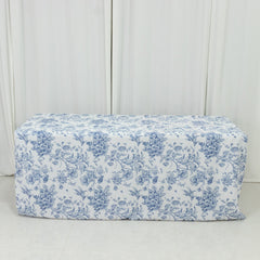 French Toile Fitted Tablecloth 6ft – Blue & White Rectangular Polyester Wrinkle-Resistant Table Cover