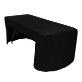 Fitted Polyester 72"x30" Rectangle Tablecloth Black with Open Back Design - Easy to Maintain and Wrinkle-Resistant Table Cover
