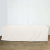 Fitted Polyester 96"x30" Rectangle Tablecloth Ivory - Durable and Easy to Maintain Table Cover