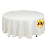 Fire Retardant Premium Polyester 108" Round Tablecloth Ivory - High-Performance Table Cover