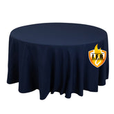Fire Retardant Premium Polyester 120" Round Tablecloth Navy Blue - High-Performance Seamless Table Cover