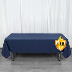 Fire Retardant Premium Polyester 60"x102" Rectangular Tablecloth Navy Blue - High-Performance Table Cover