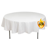 Fire Retardant Premium Polyester 90" Round Tablecloth White - Stylish High-Performance Table Cover for Large Gatherings