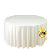 Fire Retardant Scuba Tablecloth – 120" Round Ivory, Wrinkle Free, Stain Resistant, Seamless Polyester Cover