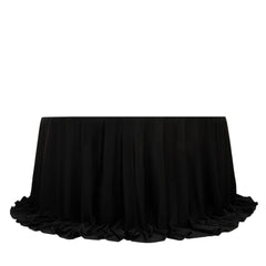 Fire Retardant Scuba Tablecloth – 132" Round Black, Wrinkle Free, Stain Resistant, Seamless Polyester Cover