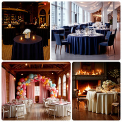 Fire Retardant Scuba Tablecloth – 132" Round Black, Wrinkle Free, Stain Resistant, Seamless Polyester Cover