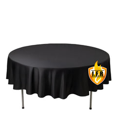 Fire Retardant Scuba Tablecloth – 90" Round Black, Wrinkle Free, Stain Resistant Polyester Cover