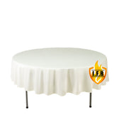 Fire Retardant Scuba Tablecloth – 90" Round Ivory, Wrinkle Free, Stain Resistant Polyester Cover