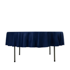 Fire Retardant Scuba Tablecloth – 90" Round Navy Blue, Wrinkle Free, Stain Resistant Polyester Cover