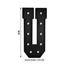 Giant LED Marquee Light Up Letter "U", Black 4ft Pre-Cut Foam Board with 10 Warm White Battery Operated LEDs, Glue Gun and Sticks