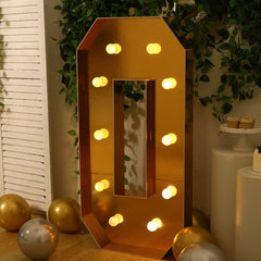 Giant LED Marquee Light Up Letter "O", Gold 4ft Pre-Cut Foam Board with 10 Warm White Battery Operated LEDs, Glue Gun and Sticks