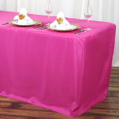 Fitted Polyester 72"x30" Rectangle Tablecloth Fuchsia - Durable Table Cover