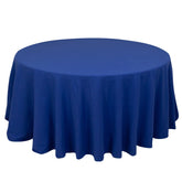 Cotton Blend 120" Round Tablecloth Royal Blue - Seamless Wrinkle-Resistant Table Cover