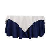 Cotton Blend 70"x70" Table Overlay Square Tablecloth White - Wrinkle-Resistant Fabric for Modern Table Decor