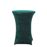 Crushed Velvet Spandex 30" Round Cocktail Table Cover Hunter Emerald Green Smooth Highboy Tablecloth