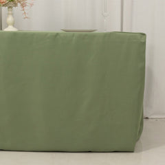 Fitted Polyester 72"x30" Rectangle Tablecloth Dusty Sage Green - Durable Table Cover