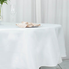 Fire Retardant Premium Polyester 90" Round Tablecloth White - Stylish High-Performance Table Cover for Large Gatherings