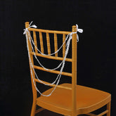 Faux Pearl Beaded 16" Chair Back Garland Sash Iridescent Gatsby-Inspired Style - Pre-Tied Chic Wedding Decor for Chiavari Chairs