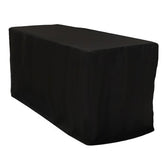 Fitted Polyester 72"x24"x42" Rectangle Tablecloth Black - Secure Fit for Elevated Tables