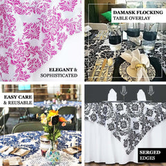 Flocking 60"x60" Table Overlay Square Tablecloth Royal Blue - Damask Table Cover