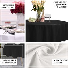 100% Cotton 90" Round Tablecloth Black Linen - Soft & Breathable Table Cover