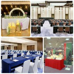 Fitted Polyester 72"x30" Rectangle Tablecloth Black with Open Back Design - Easy to Maintain and Wrinkle-Resistant Table Cover