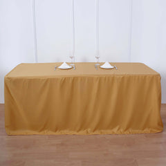 Fitted Polyester 72"x30" Rectangle Tablecloth Gold - Sleek and Durable for Events