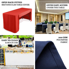 Fitted Polyester 72"x30" Rectangle Tablecloth White with Open Back Design - Easy to Maintain and Wrinkle-Resistant Table Cover for Trade Shows & Displays
