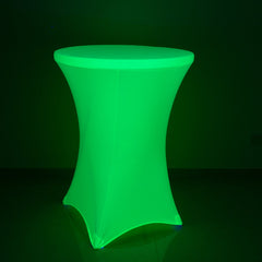 Glow Neon Green Fitted Spandex Cocktail Tablecloth – 30" Round, Wrinkle-Free Cover