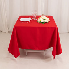 Cotton Blend 70"x70" Square Tablecloth Red - Wrinkle-Resistant Fabric Table Cover