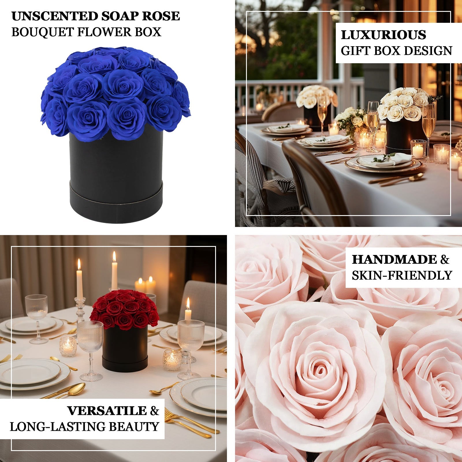 Ivory  Prearranged Rose Centerpiece Arrangement, 27pcs Roses with Black Round Gift Box