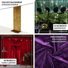 Hunter Emerald Green Crushed Velvet Backdrop Curtain – 5ft x 10ft Event Drape with Rod Pocket, Privacy Panel for Photo Booths & Events