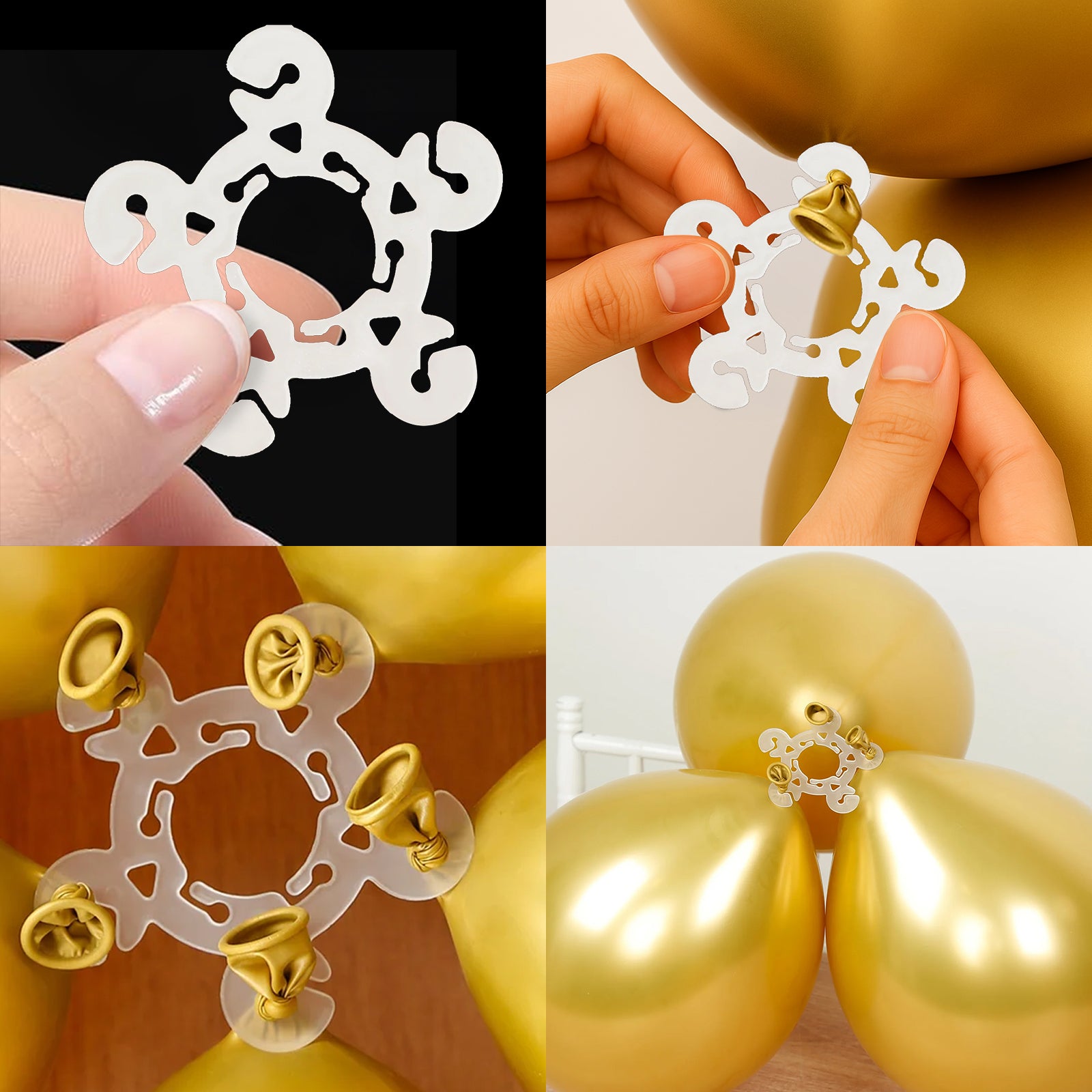 Clear Flower-Shaped Balloon Clip Connectors – 100 Pcs Plastic Clips for Balloon Arch, Garland & Party Decoration Supplies