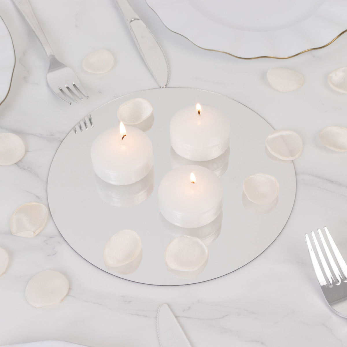 12 Pack 2" White Floating Candles – Unscented Dripless Long-Lasting Disc Wax Candles for Weddings & Table Décor