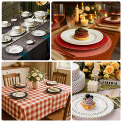 10-Pack Economy Round Plastic Charger Plates 13" in Sage Green with Gold Beaded Rim, Stylish Dinner Party Serving Plates