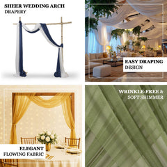 Ivory Sheer Backdrop Drape – 5ft x 14ft Wedding Arch & Ceiling Decor Panel, Wrinkle Free with Soft Shimmer