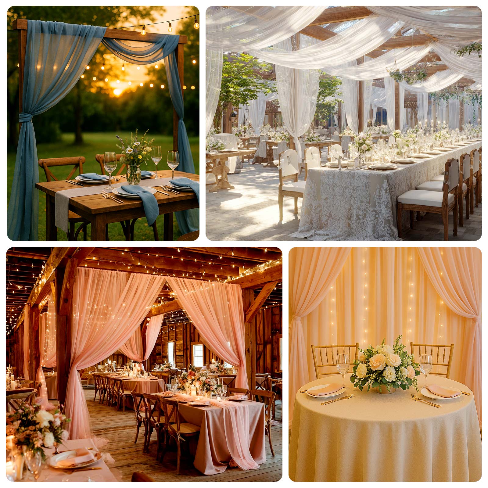Ivory Sheer Backdrop Drape – 5ft x 14ft Wedding Arch & Ceiling Decor Panel, Wrinkle Free with Soft Shimmer