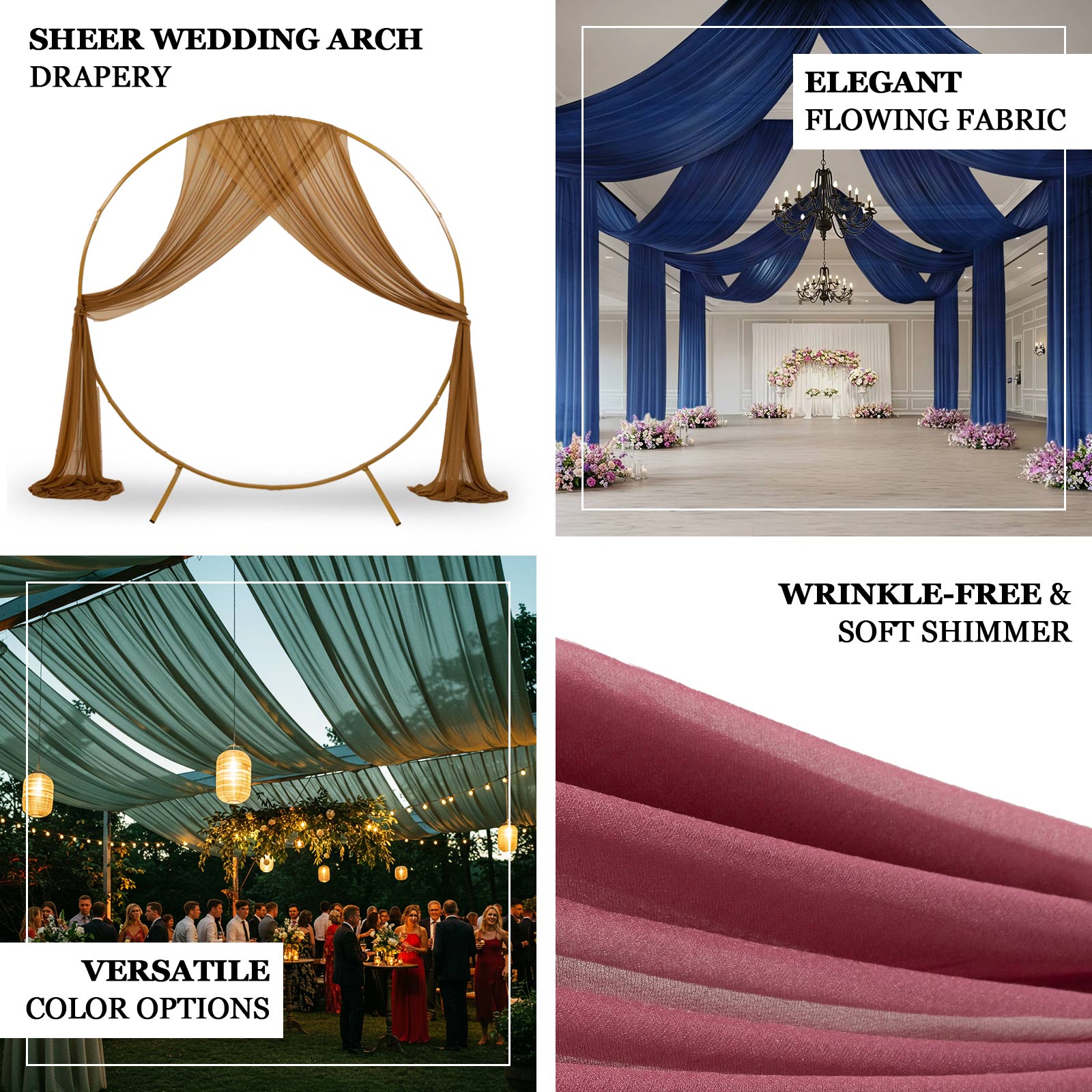 Ivory Sheer Backdrop Drape – 5ftx32ft Wedding Arch & Ceiling Decor Panel, Wrinkle Free with Soft Shimmer