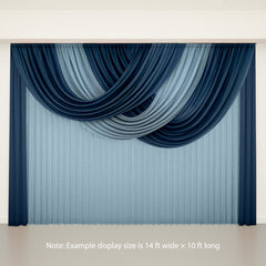 Dusty Blue Sheer Chiffon Valance Curtain 4ft x 5ft –  Wedding Arch Drape with Rod Pocket, Voile Backdrop Panel